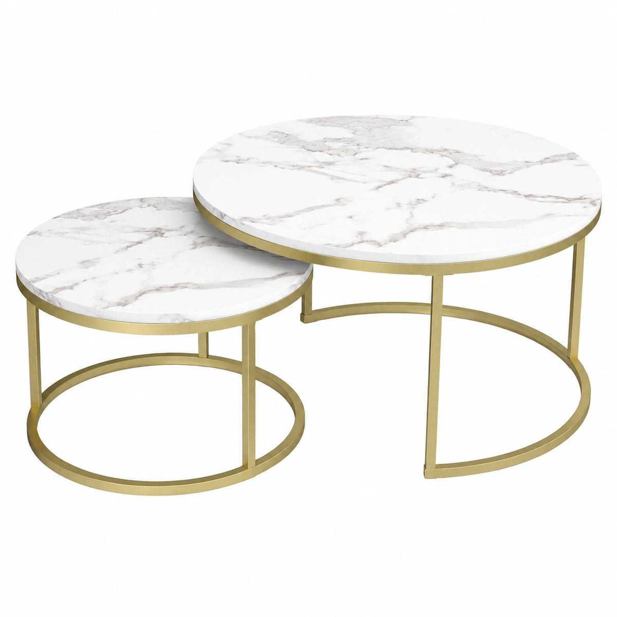 Table basse, en métal, coloris blanc et doré, pour le salon