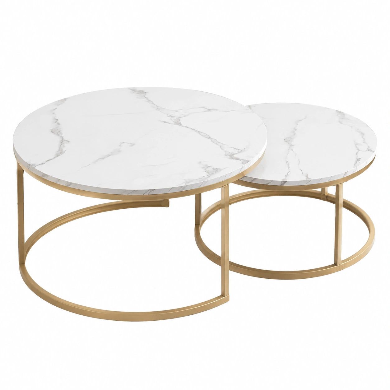 Table basse, coloris blanc et doré, 80 x 45 cm, pour le salon