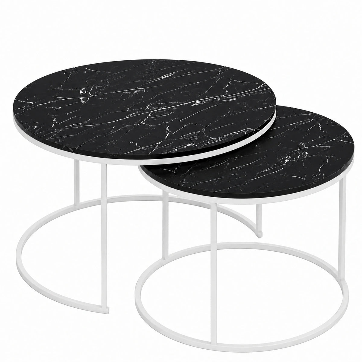 Table basse, en métal, coloris noir et blanc, pour le salon