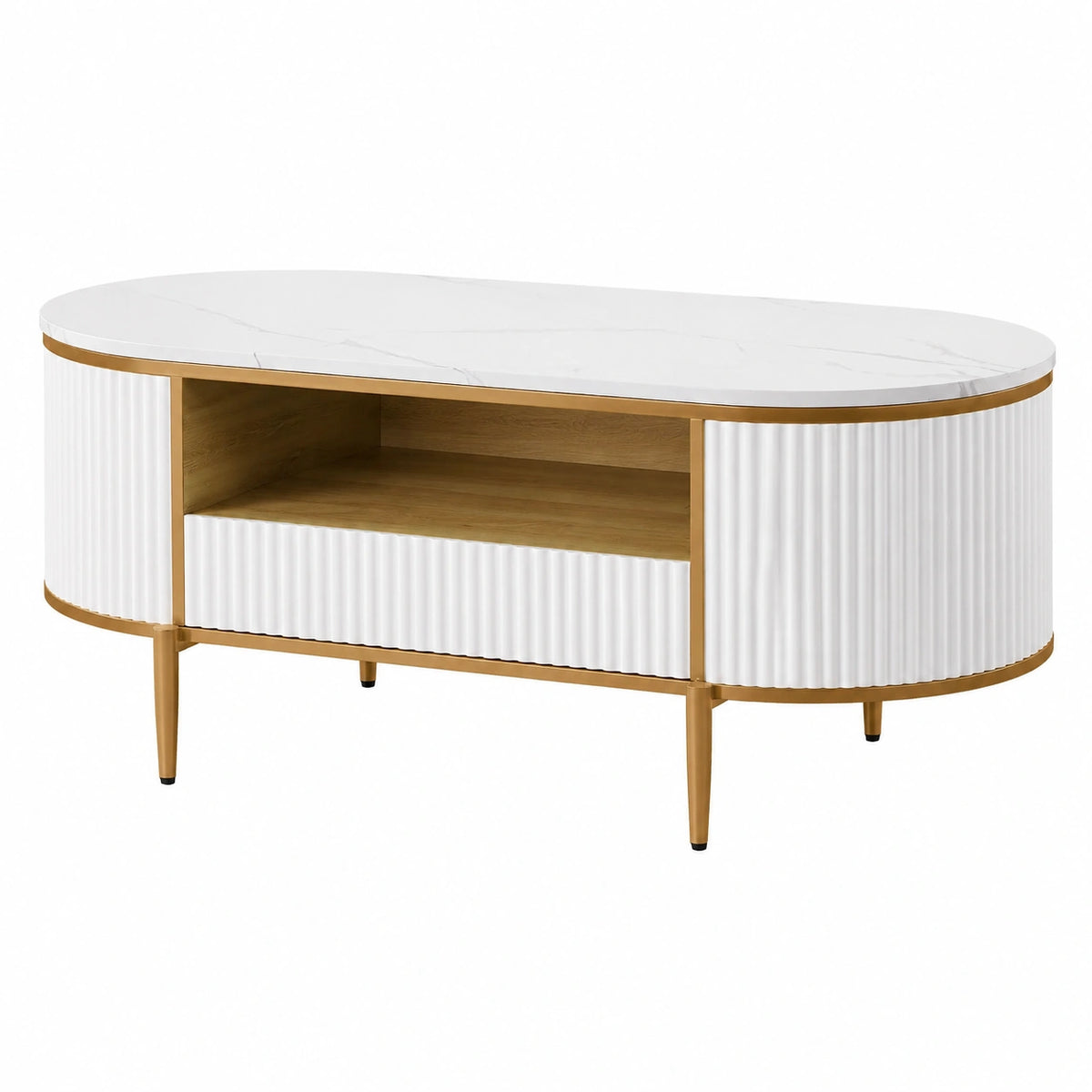 Bureau, avec rangement, avec tiroirs, en métal, coloris blanc et doré, pour l’espace de travail