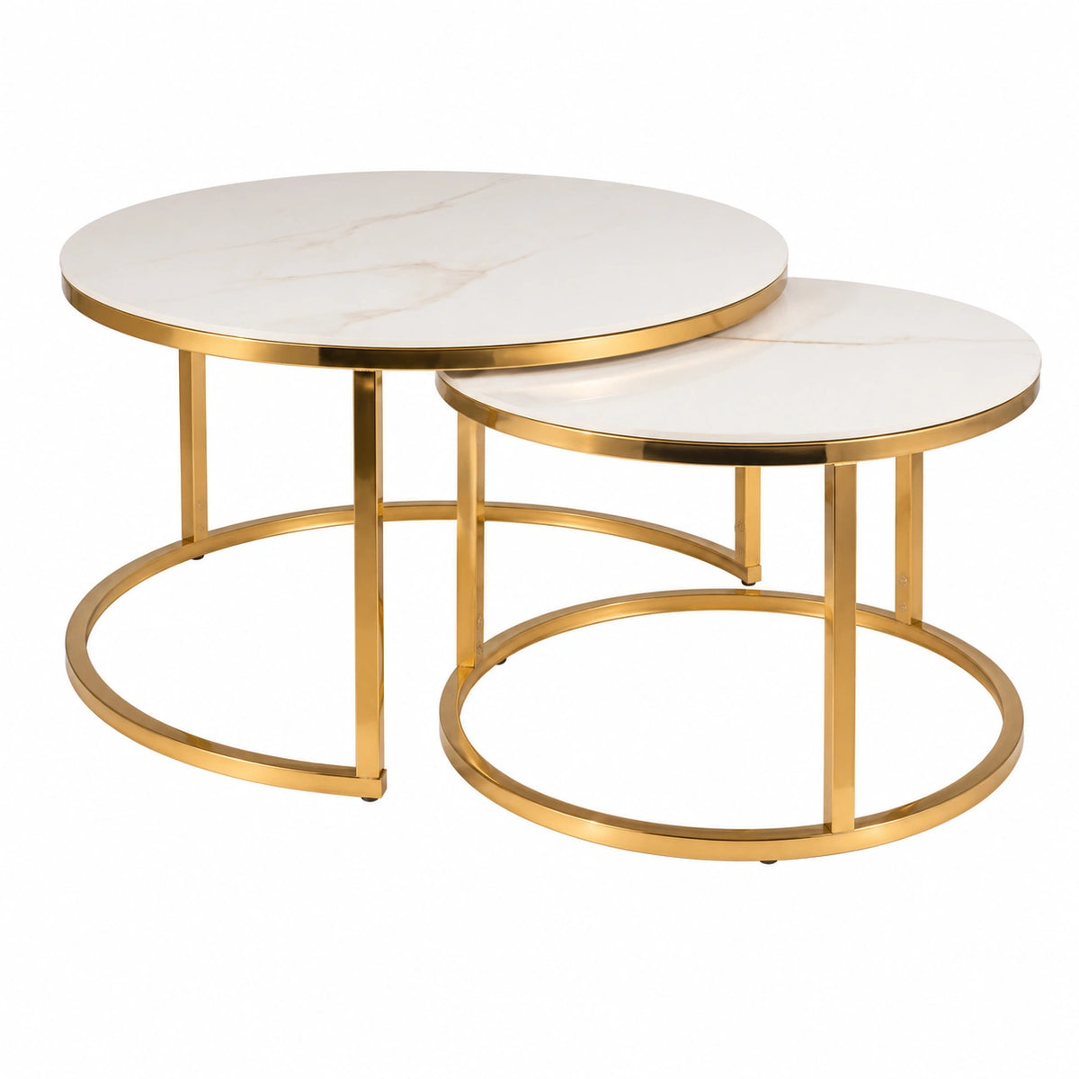 Table basse, coloris blanc et doré, pour le salon