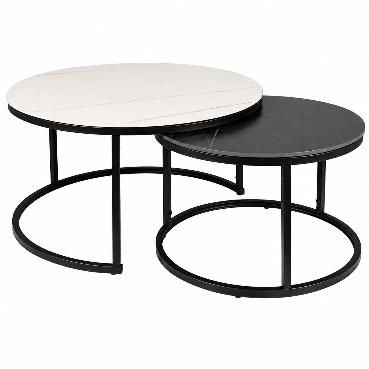 Table basse, coloris noir et blanc, pour le salon