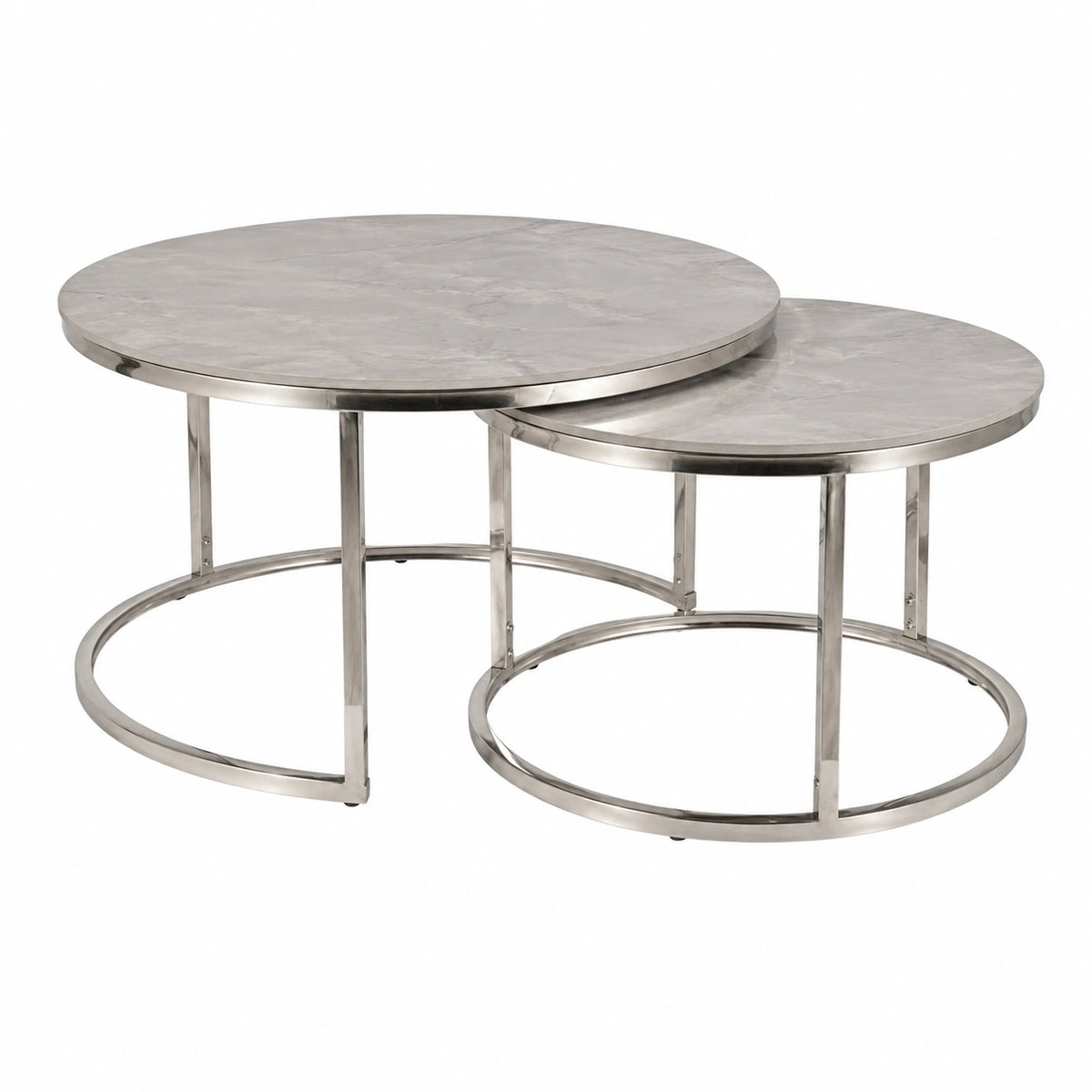 Table basse, coloris gris et argenté, pour le salon