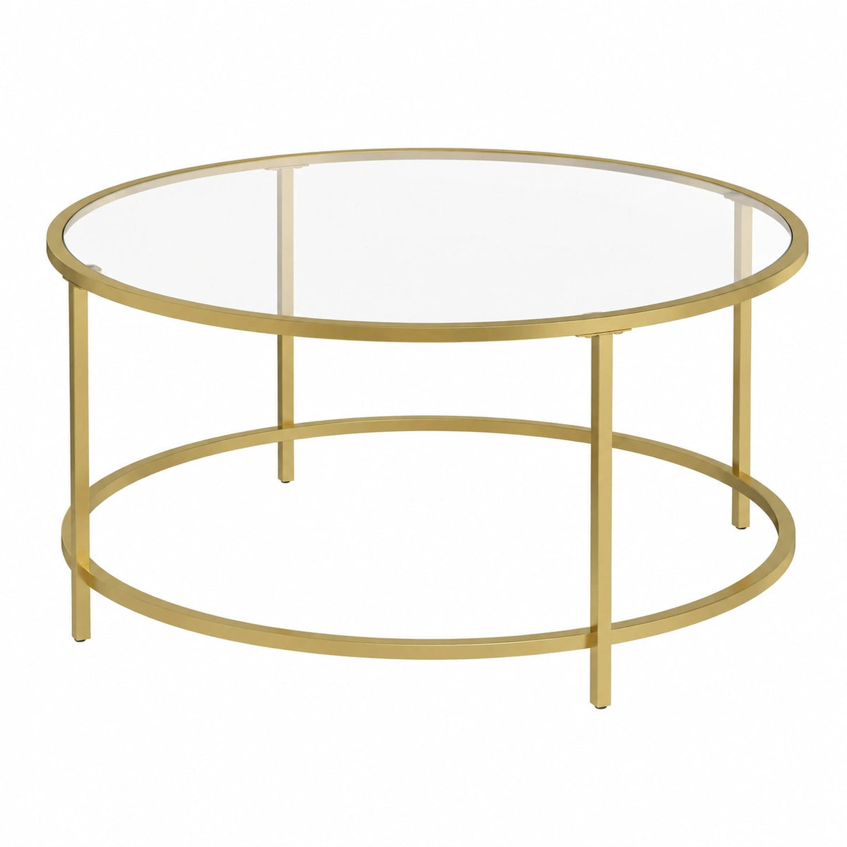 Table basse, en verre, coloris doré, pour le salon
