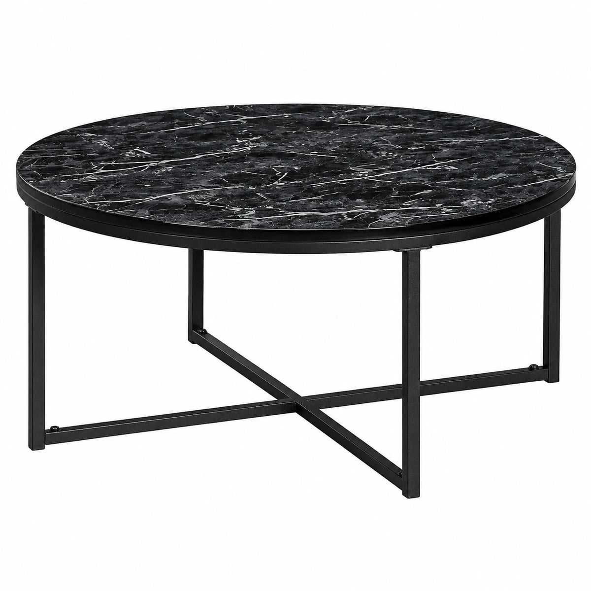Table basse, en métal, 80 x 80 x 36 cm, coloris noir, pour le salon