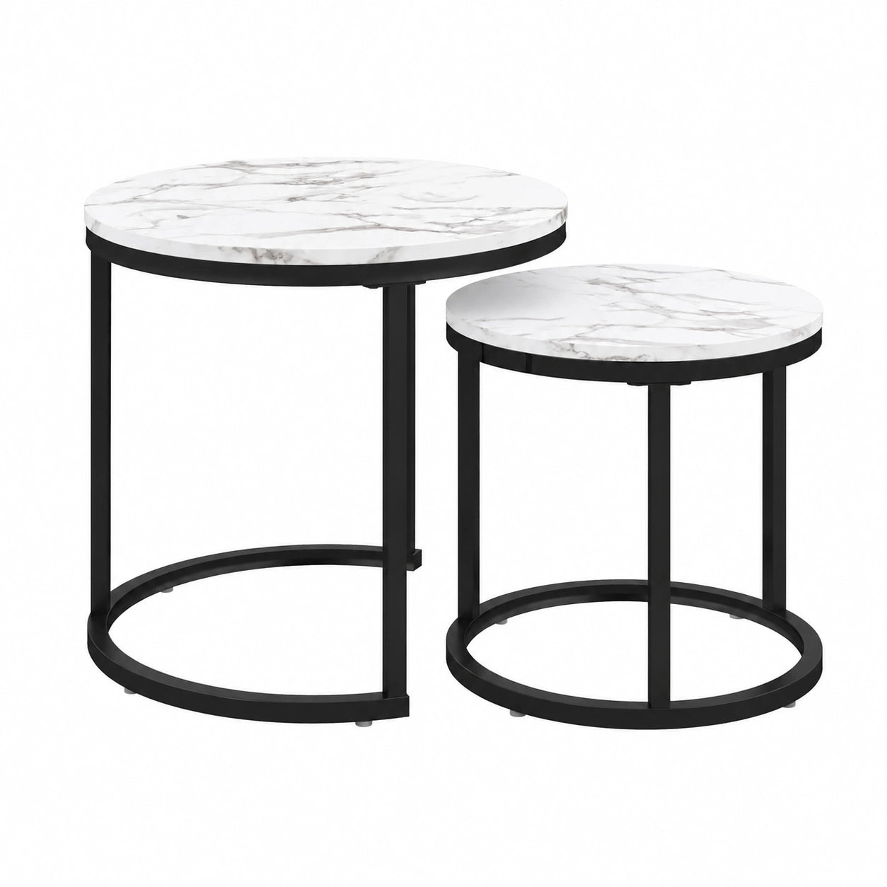 Table basse, en métal, 2 places, coloris noir et blanc, pour le salon